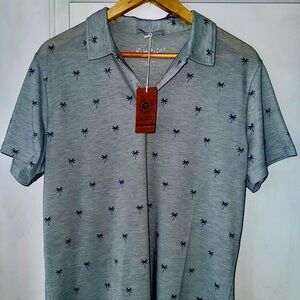 Marine Layer NWT Gray Polo with Palm Tree Print